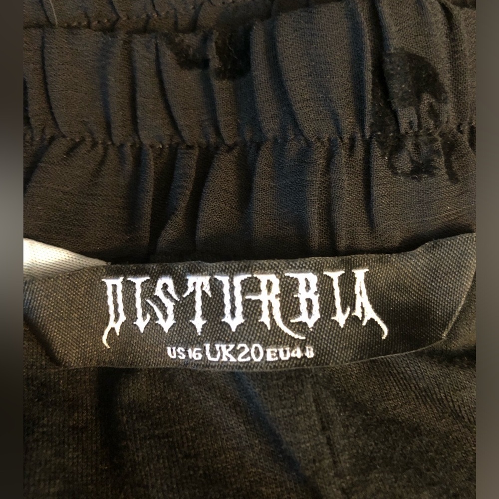 DISTURBIA Bones flocked chiffon midaxi hankerchief hem skirt US16 - Picture 8 of 9